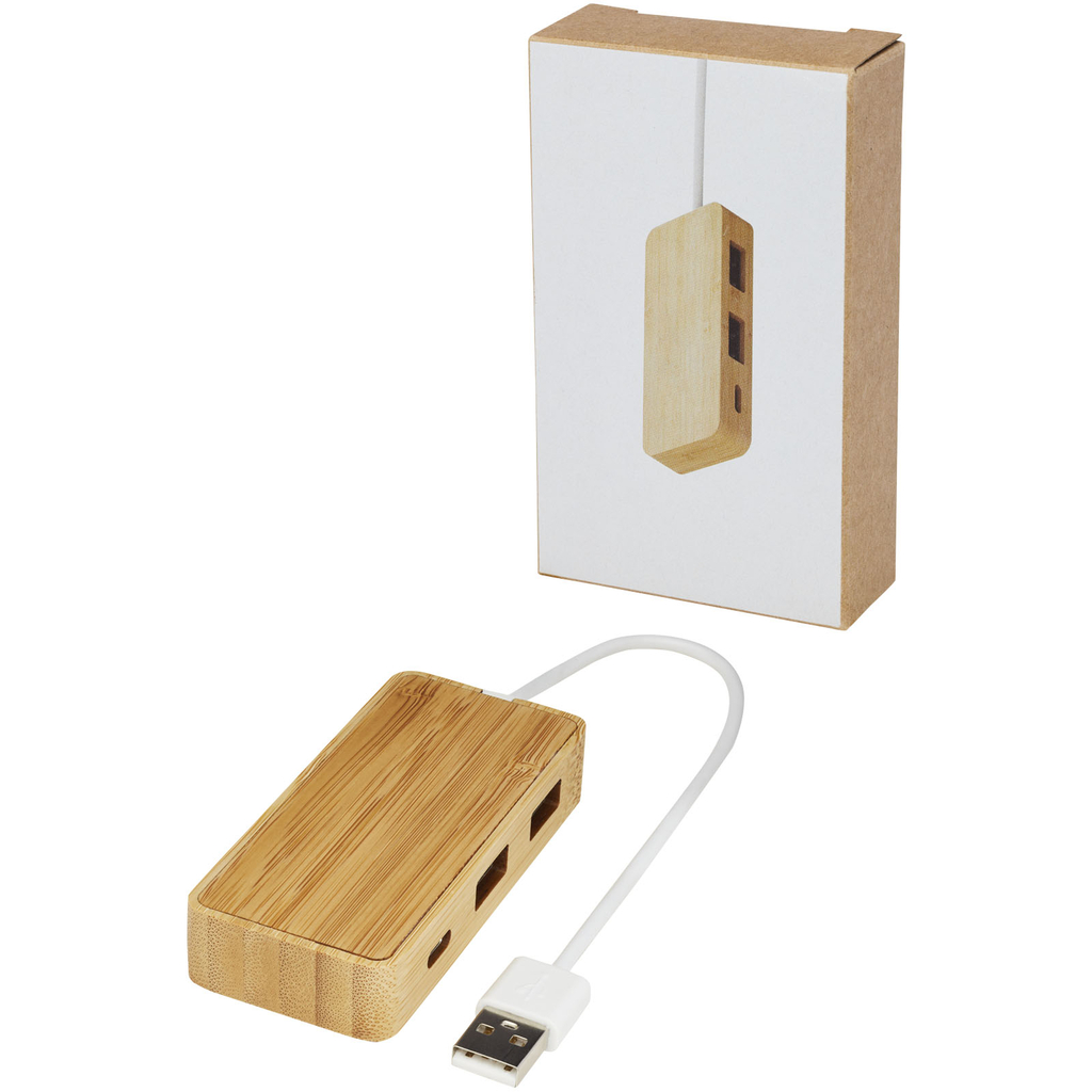 USB-концентратор Tapas із бамбука, колір натуральний - 12430606- Фото №7