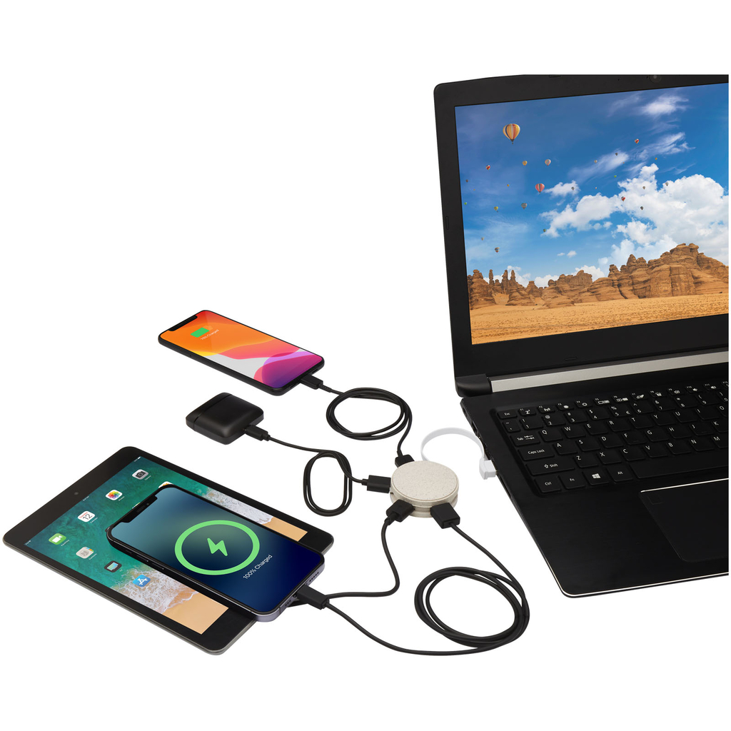 USB-концентратор Kenzu из пшеничной соломы, цвет натуральный - 12430906- Фото №5