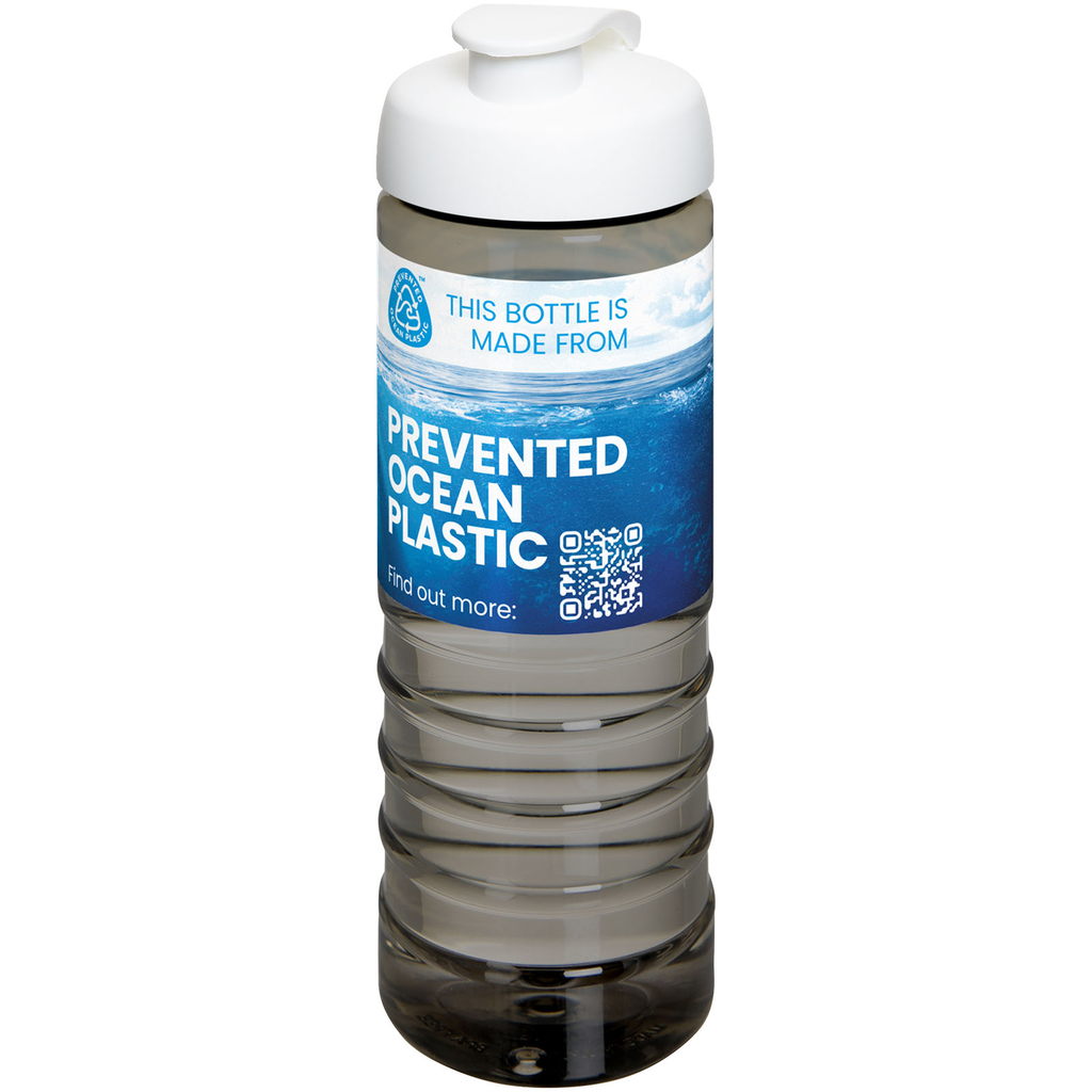 Спортивная бутылка H2O Active® Eco Treble объемом 750 мл с куполообразной крышкой, цвет темно-серый, белый - 21047901- Фото №2