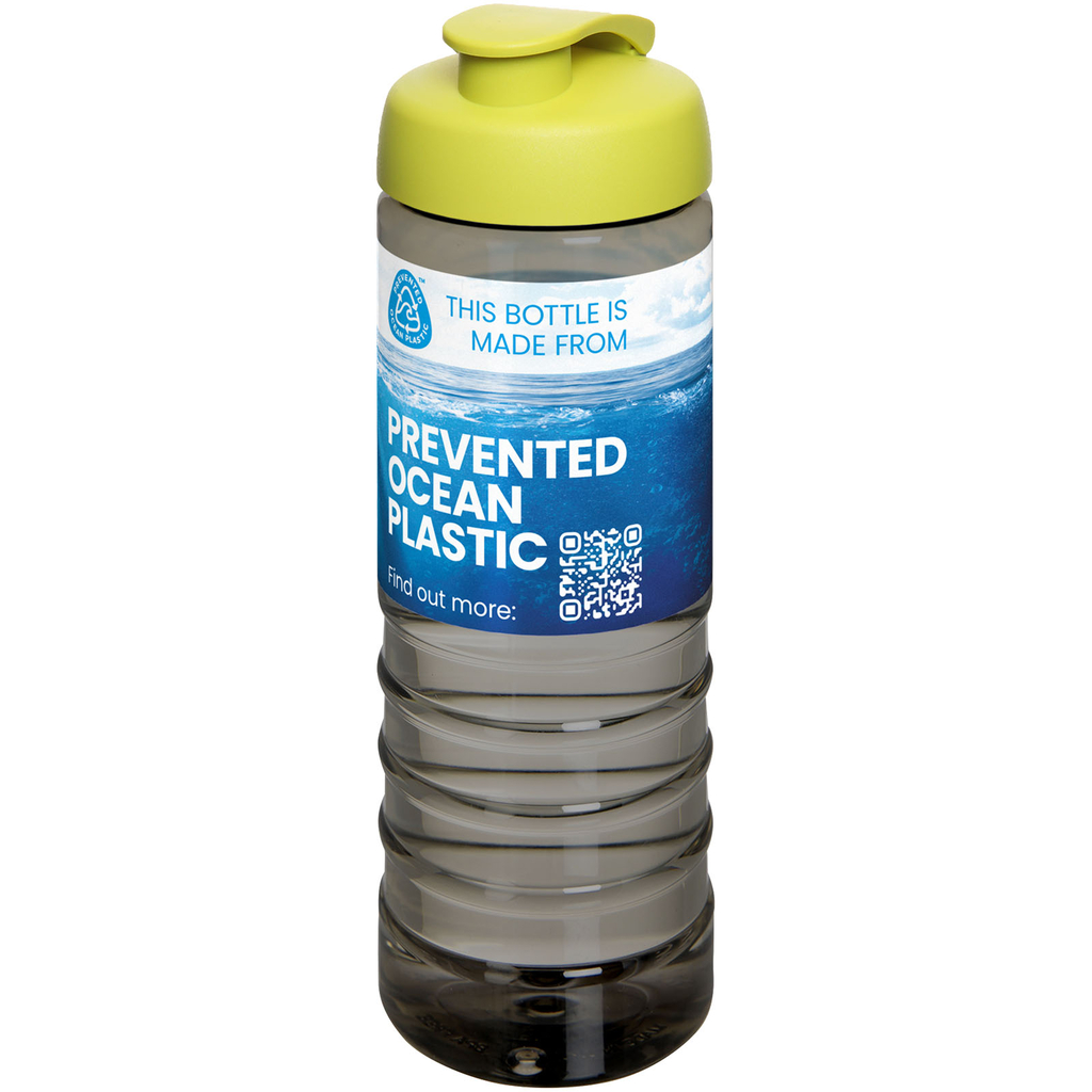Спортивная бутылка H2O Active® Eco Treble объемом 750 мл с куполообразной крышкой, цвет темно-серый, лайм - 21047902- Фото №2