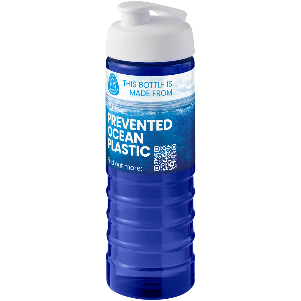 Спортивная бутылка H2O Active® Eco Treble объемом 750 мл с куполообразной крышкой, цвет cиний, белый - 21047907- Фото №2