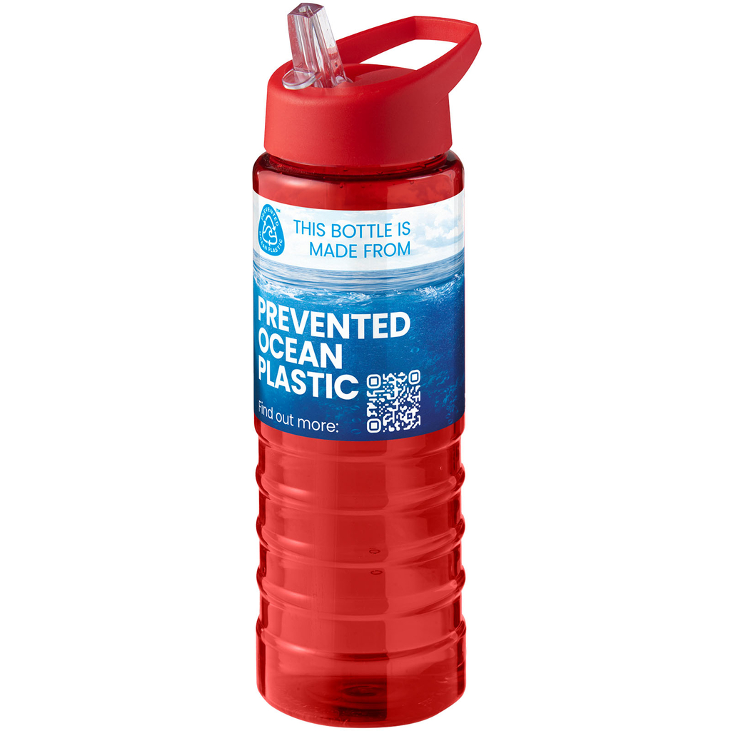 Спортивная бутылка H2O Active® Eco Treble объемом 750 мл с куполообразной крышкой, цвет красный, красный - 21048208- Фото №2