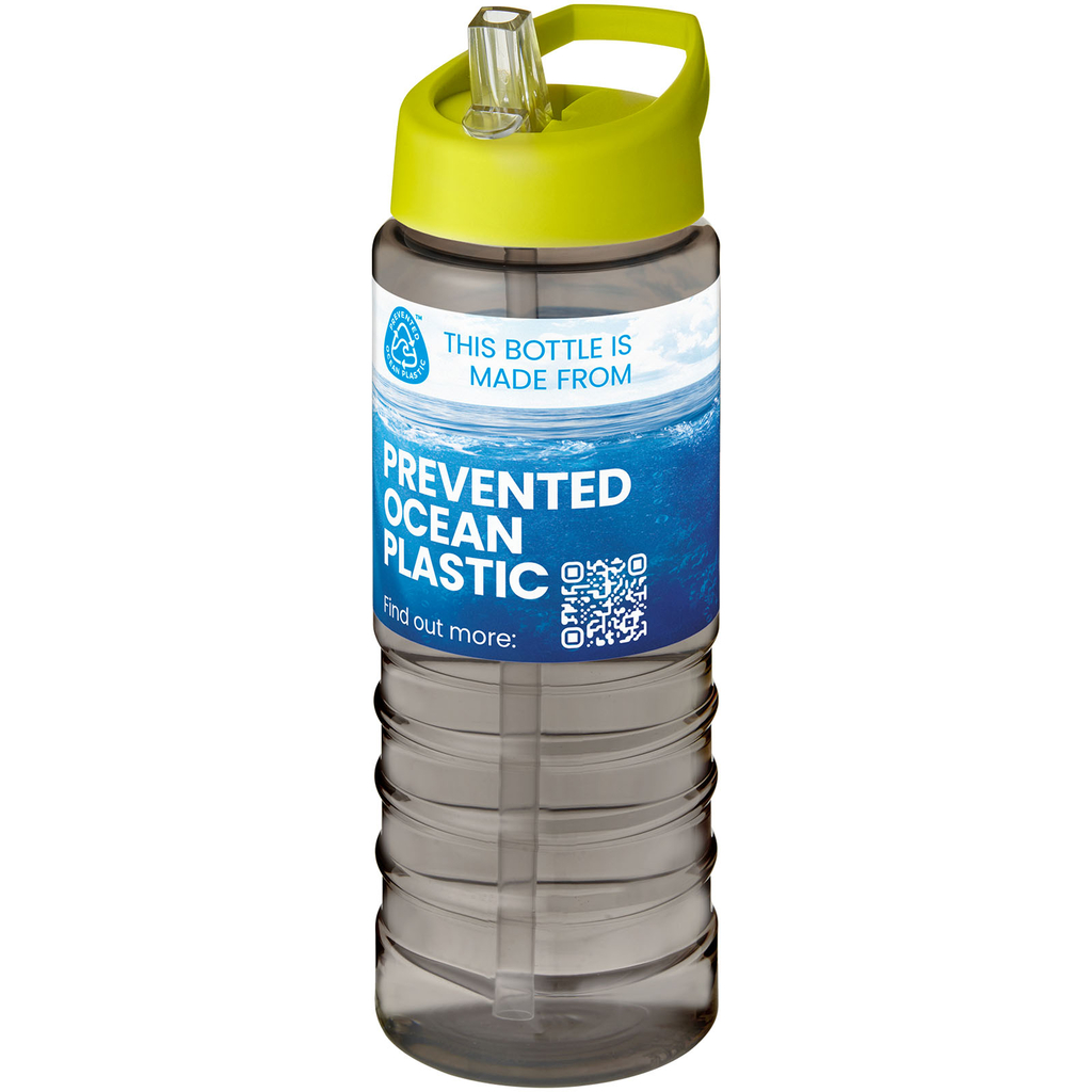 Спортивная бутылка H2O Active® Eco Treble объемом 750 мл с куполообразной крышкой, цвет темно-серый, лайм - 21048209- Фото №2