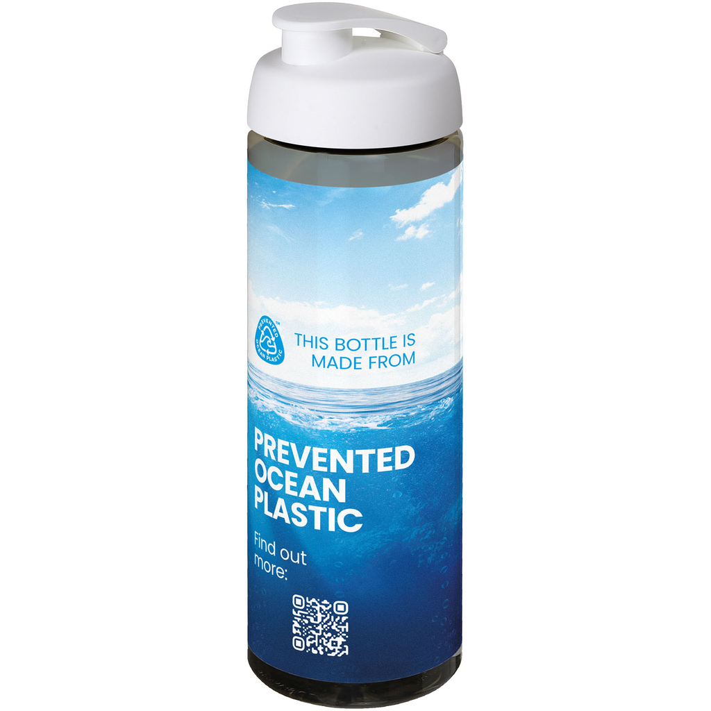 Спортивна пляшка H2O Active® Eco Vibe об'ємом 850 мл з кришкою, що відкидається, колір темно-сірий, білий - 21048301- Фото №2