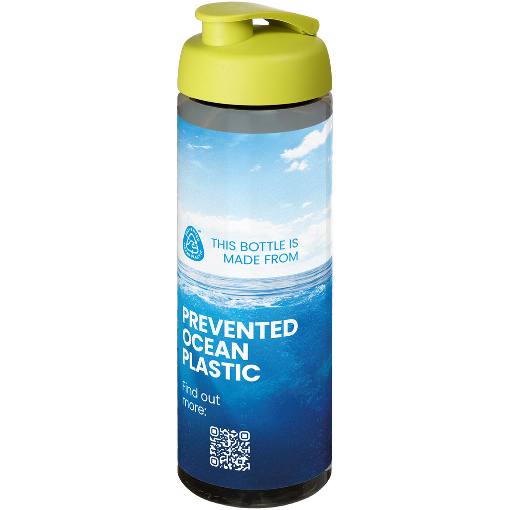 Спортивная бутылка H2O Active® Eco Vibe объемом 850 мл с откидывающейся крышкой, цвет темно-серый, лайм - 21048302- Фото №2
