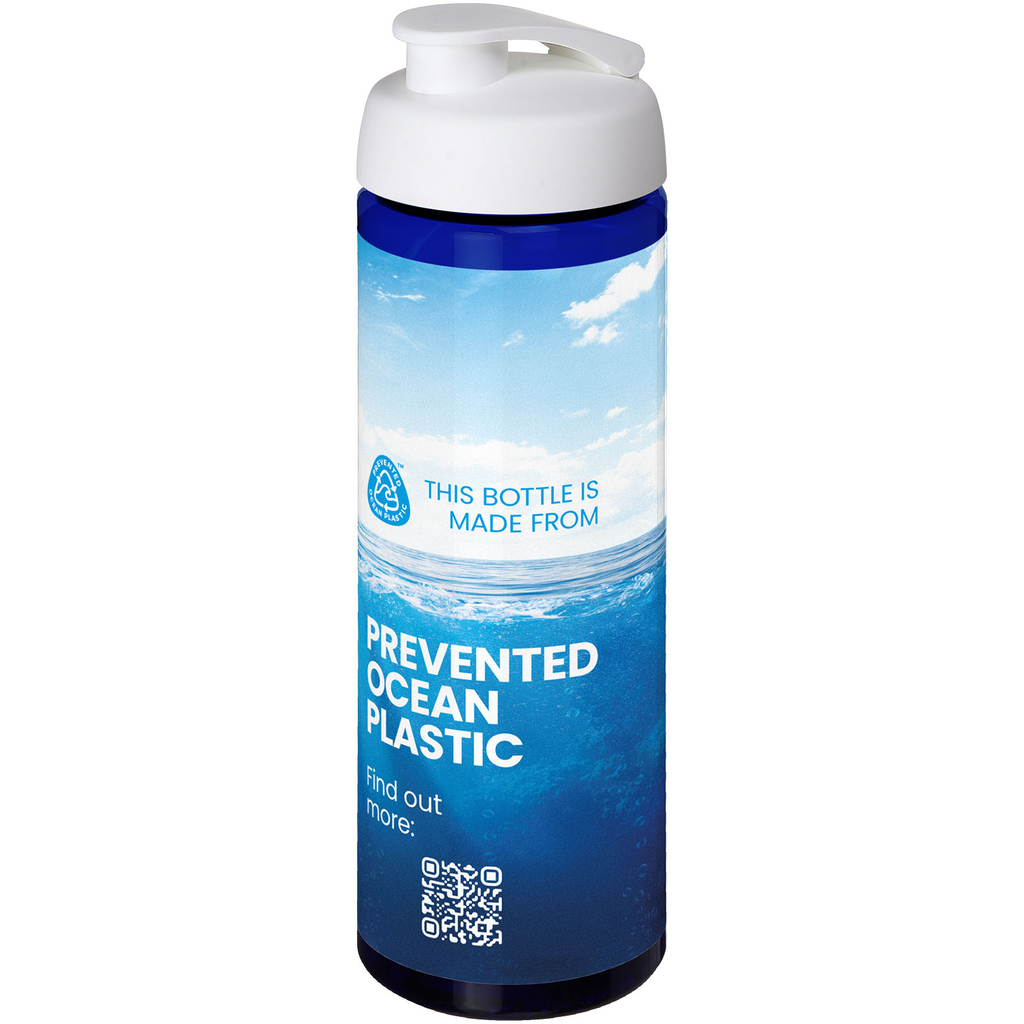 Спортивна пляшка H2O Active® Eco Vibe об'ємом 850 мл з кришкою, що відкидається, колір синій, білий - 21048307- Фото №2