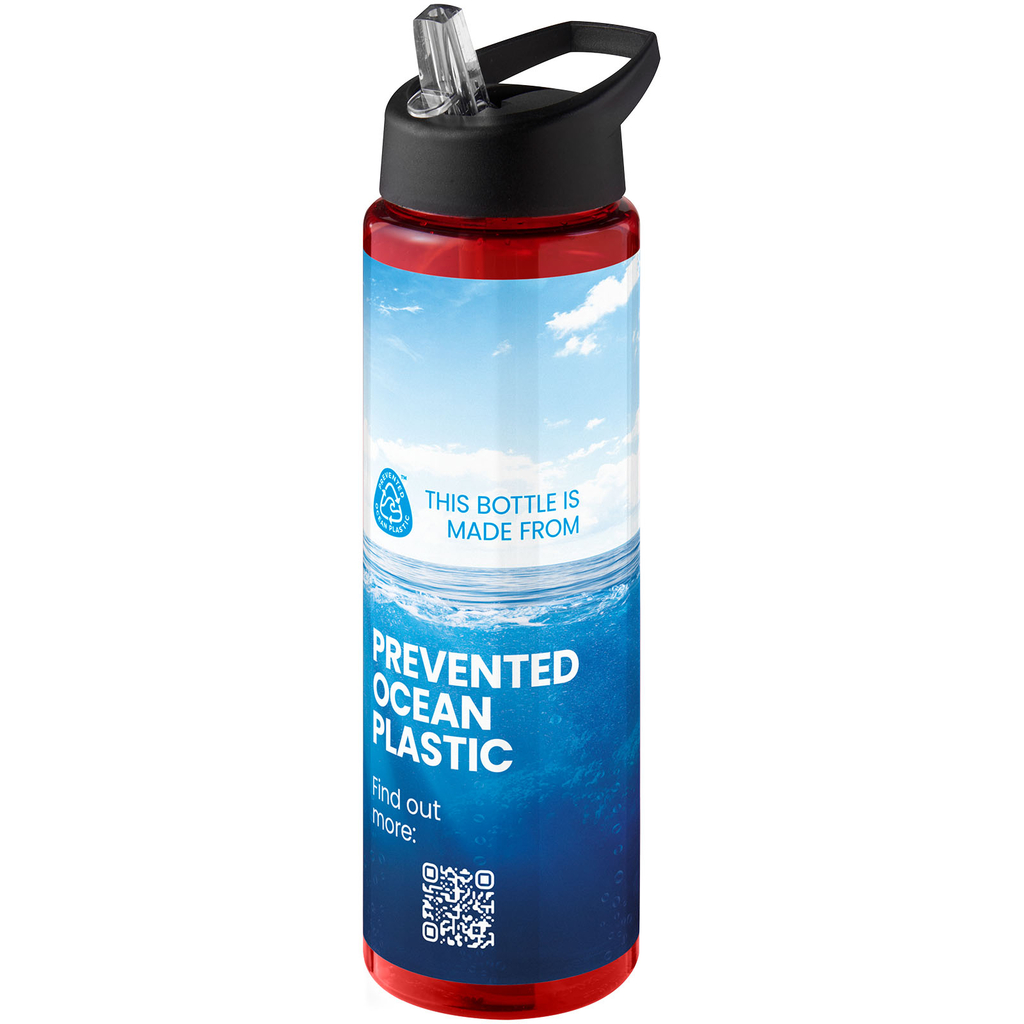 Спортивная бутылка H2O Active® Eco Vibe объемом 850 мл с крышкой-носиком, цвет красный, сплошной черный - 21048608- Фото №2