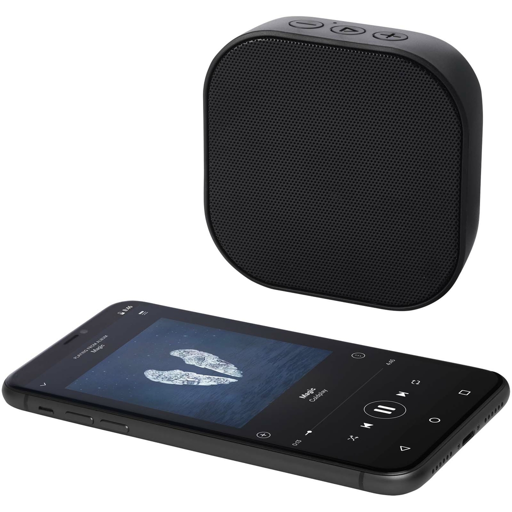 Stark 2.0 мини-колонка с функцией Bluetooth® из переработанной пластмассы, сертифицированной по стандарту RCS, мощностью 3 Вт, цвет сплошной черный - 12430590- Фото №6