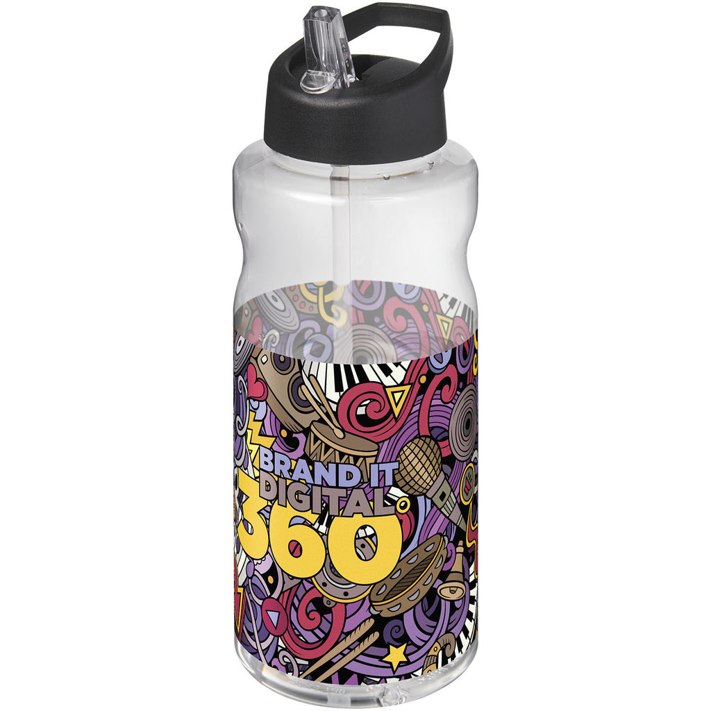 Спортивна пляшка H2O Active® Big Base об’ємом 1 л, колір чорний - 21017690- Фото №2