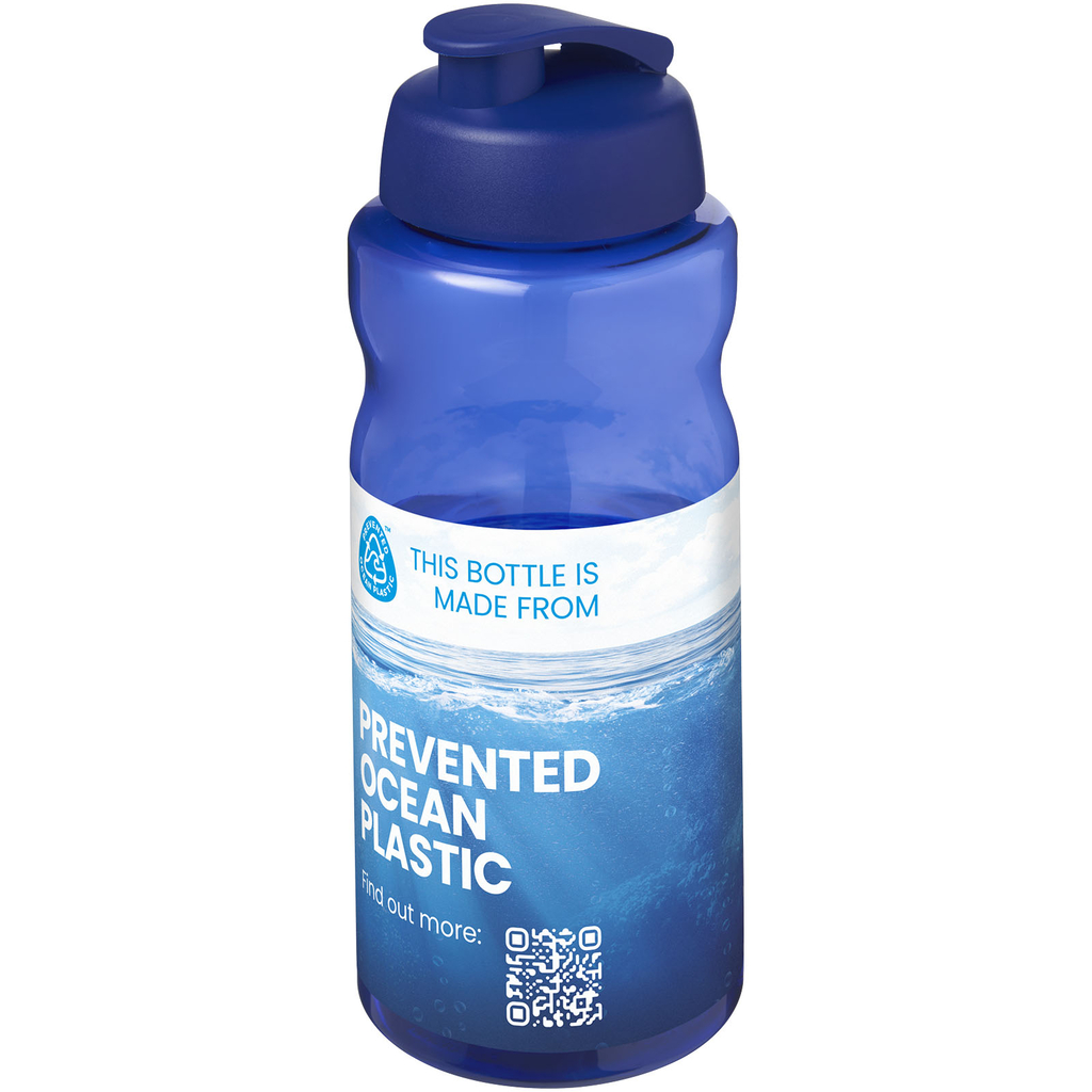 H2O Active® Eco Big Base спортивная бутылка с откидной крышкой объемом 1 литр, цвет синий - 21017892- Фото №2