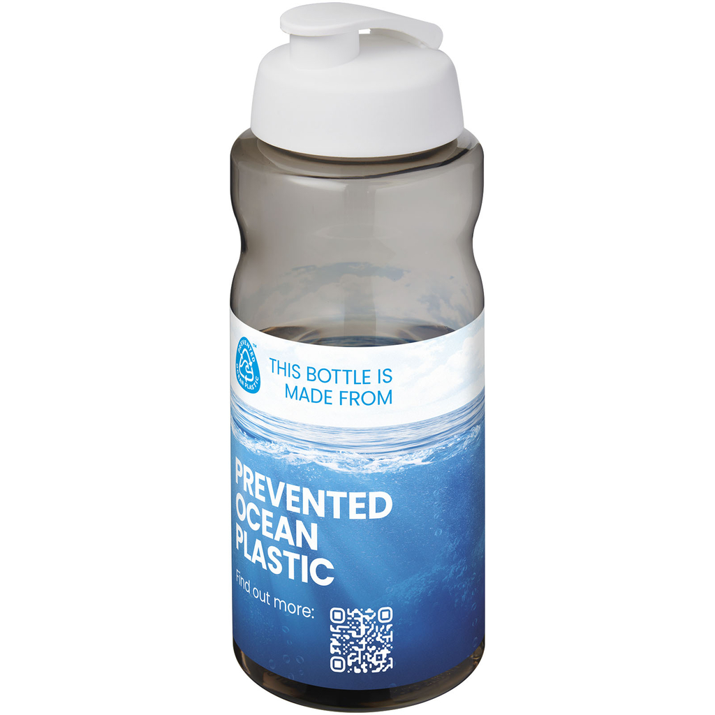 H2O Active® Eco Big Base спортивная бутылка с откидной крышкой объемом 1 литр, цвет белый - 21017893- Фото №2