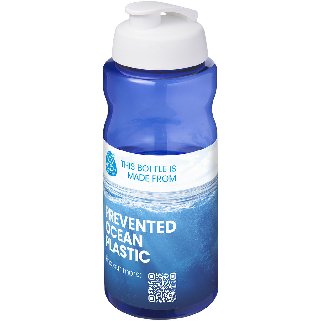 H2O Active® Eco Big Base спортивная бутылка с откидной крышкой объемом 1 литр, цвет синий, белый - 21017895- Фото №2
