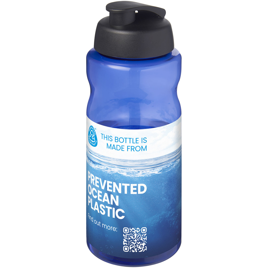 H2O Active® Eco Big Base спортивная бутылка с откидной крышкой объемом 1 литр, цвет синий, черный - 21017896- Фото №2
