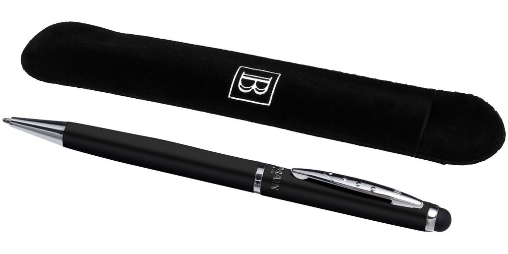 Шариковая ручка-стилус, цвет сплошной черный