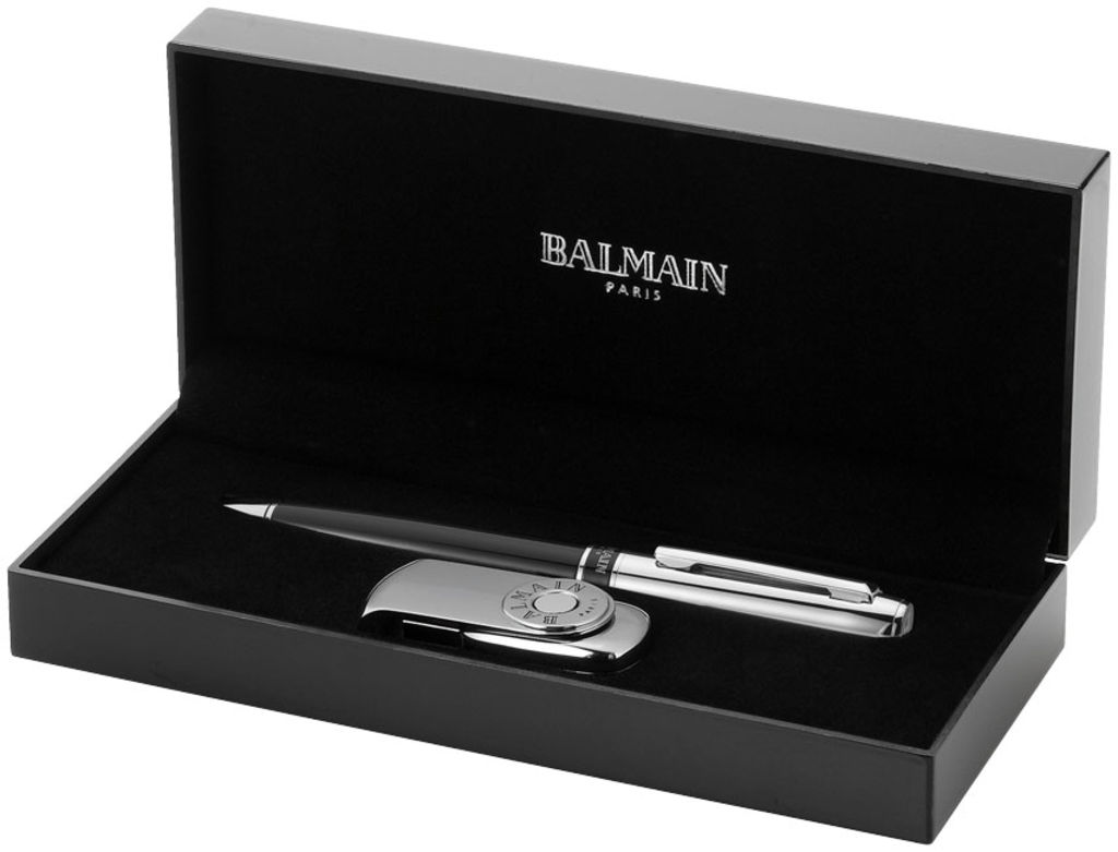 Подарунковий набір ручок, колір срібний, суцільний чорний