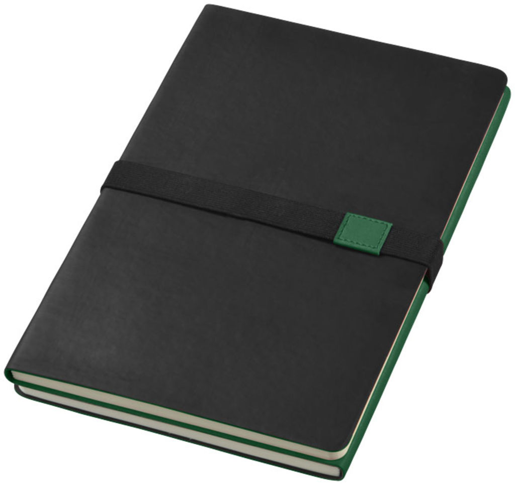 Блокнот Doppio А5, колір суцільний чорний, зелений