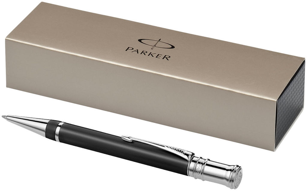 Шариковая ручка Duofold Premium, цвет сплошной черный, серебряный