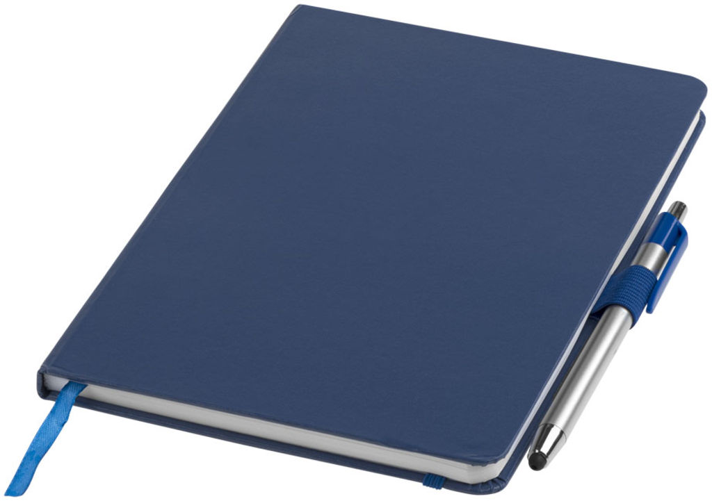 Блокнот Crown  с шариковой ручкой-стилусом, цвет синий