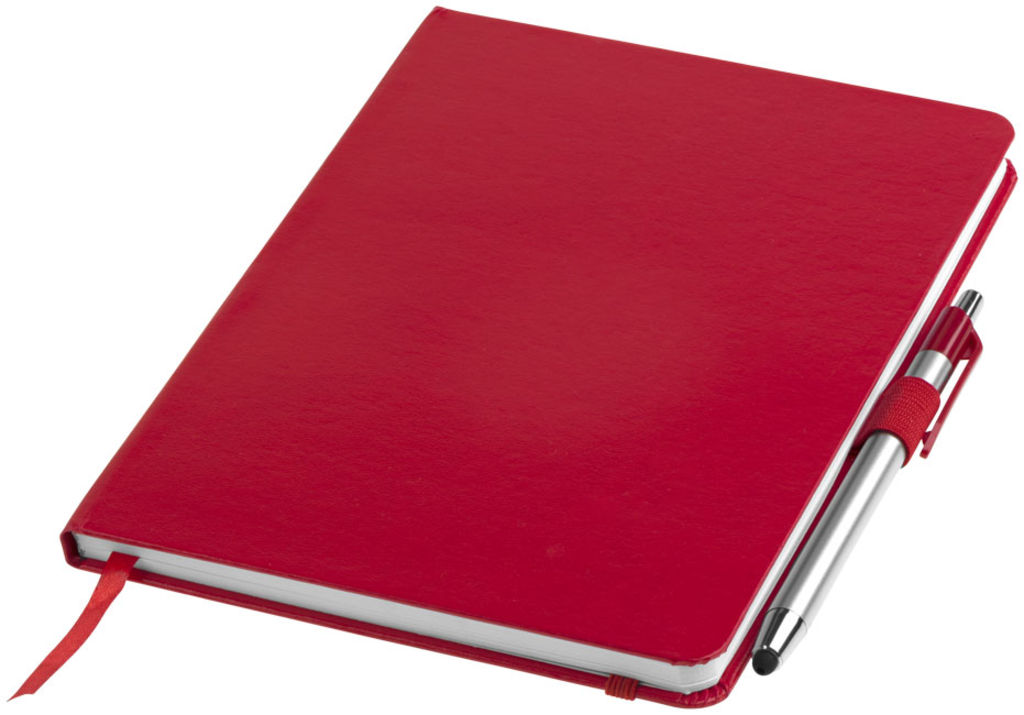 Блокнот Crown  с шариковой ручкой-стилусом, цвет красный