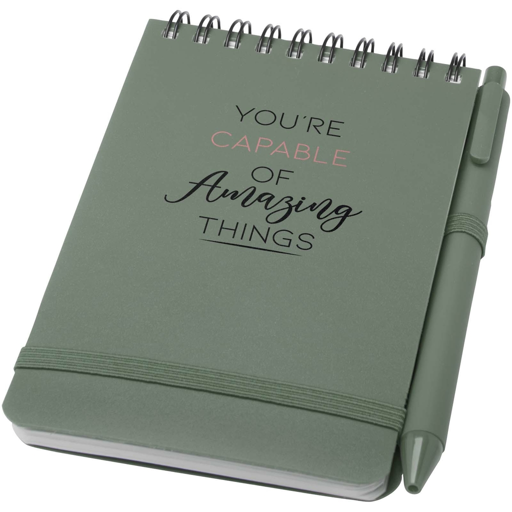 Блокнот Thalaasa формату А6 у твердій обкладинці з океанічного пластику з кульковою ручкою, колір зелений - 10790262- Фото №2 Блокнот Thalaasa формату А6 у твердій обкладинці з океанічного пластику з кульковою ручкою, колір зелений - 10790262- Фото №2