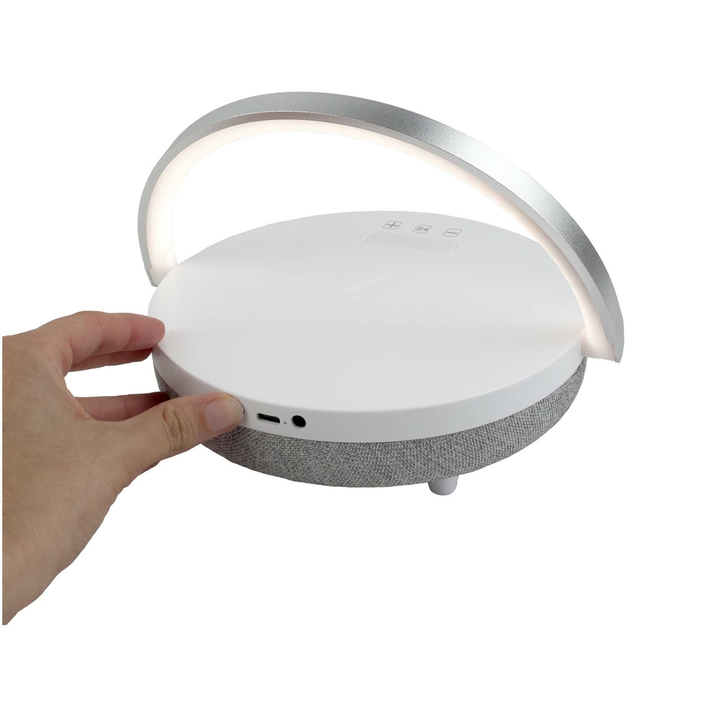 Prixton динамік Bluetooth® 4-в-1 потужністю 10 Вт зі світлодіодним підсвічуванням та базою для бездротової зарядки, колір білий - 2PA16001- Фото №4