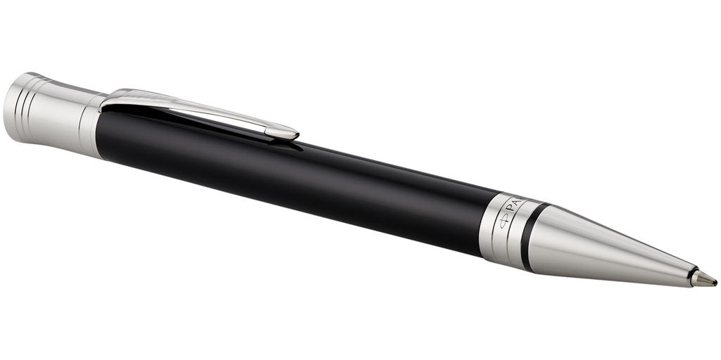 Ручка кулькова Duofold Premium, колір суцільний чорний, хром
