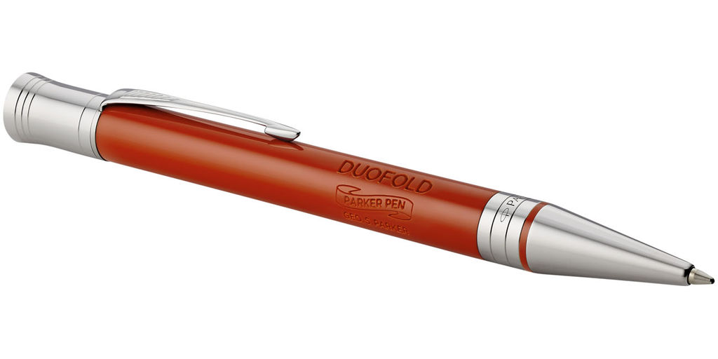 Ручка шариковая Duofold Premium , цвет красный, серебристый