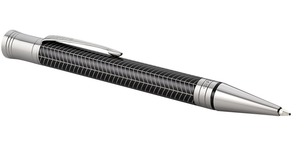 Ручка кулькова Duofold Premium, колір суцільний чорний, сріблястий