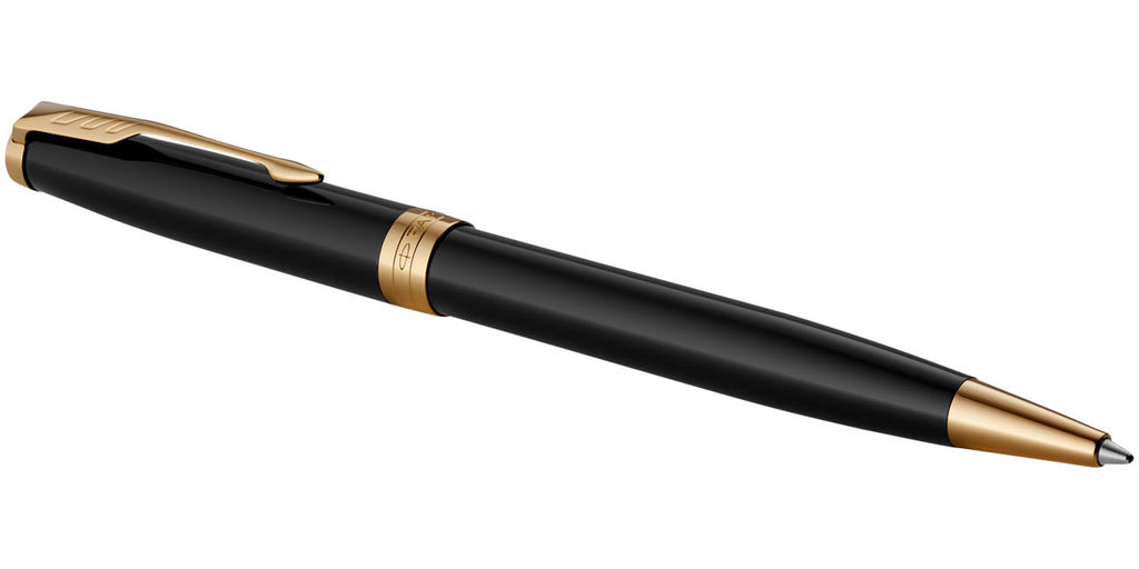 Ручка шариковая Sonnet, цвет сплошной черный, золотистый