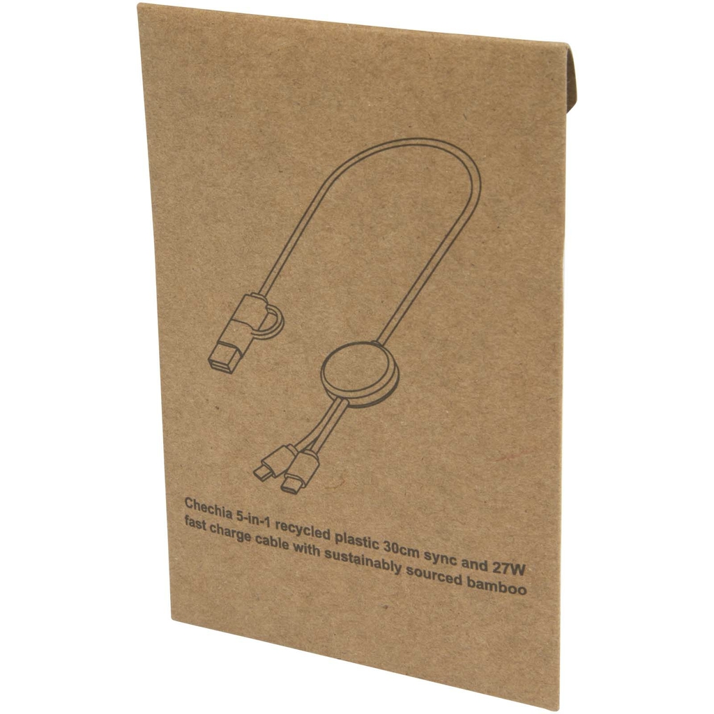 Citala кабель 5-в-1 из переработанной пластмассы длиной 30 см для синхронизации данных и быстрой зарядки мощностью 27 Вт, цвет зеленый яркий - 12442762- Фото №3