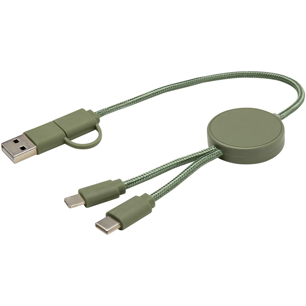 Citala кабель 5-в-1 из переработанной пластмассы длиной 30 см для синхронизации данных и быстрой зарядки мощностью 27 Вт, цвет зеленый яркий - 12442762- Фото №6