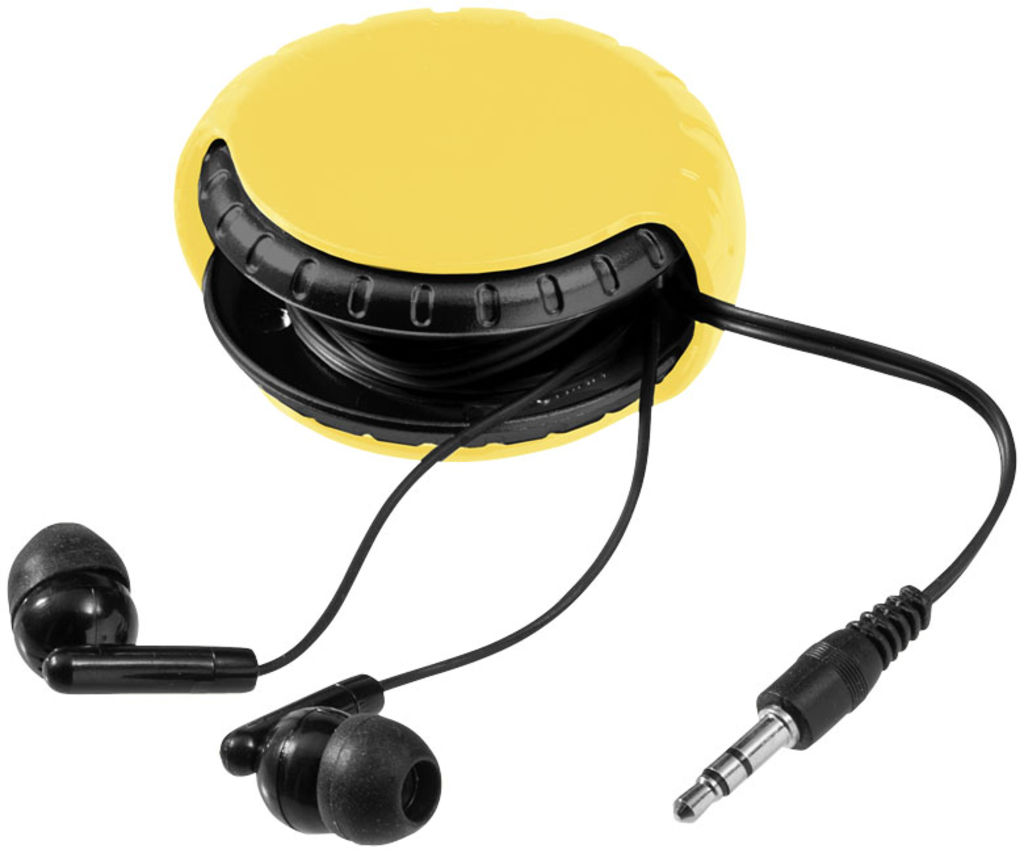 Навушники Windi з чохлом для проводу, колір жовтий, суцільний чорний