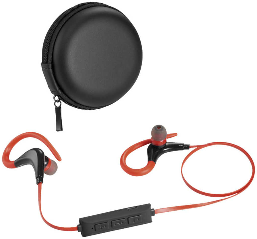 Навушники Buzz Bluetooth, колір суцільний чорний, червоний