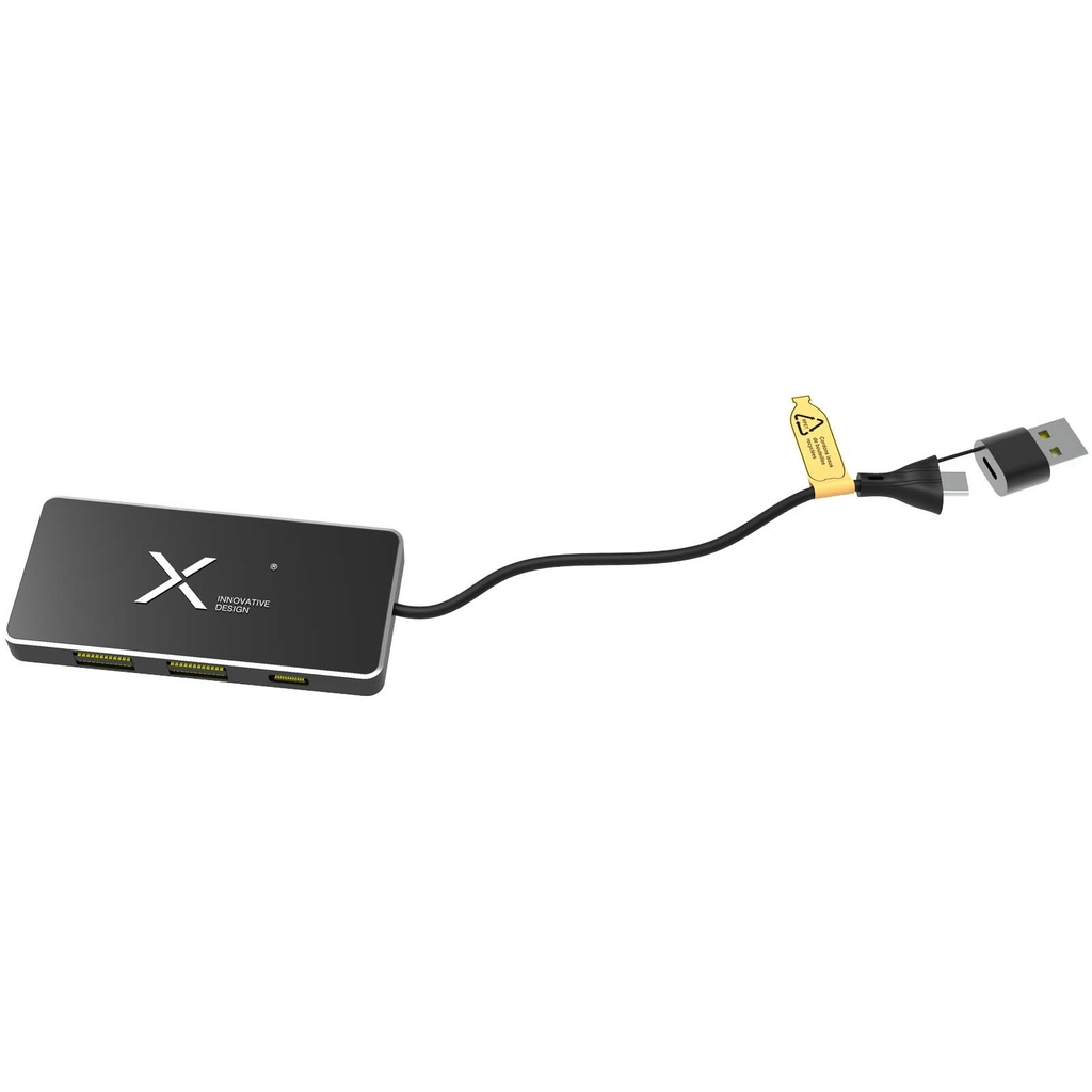 SCX.design H20 USB-концентратор 8-в-1 с двойным входом и 6 портами, цвет сплошной черный - 2PX16590- Фото №4