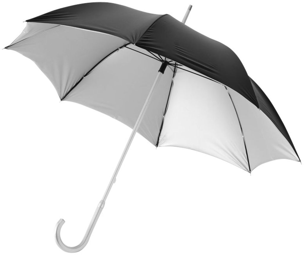 Зонт  23'', цвет сплошной черный, серебристый