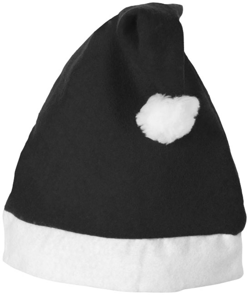 Новорічна шапка, колір суцільний чорний, білий