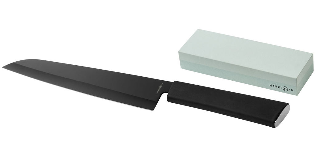 Кухонный нож и брусок Element, цвет сплошной черный