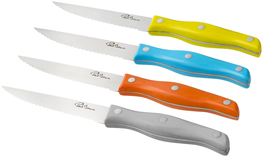 Набор из 4-х ножей для стейков, цвет многоцветный