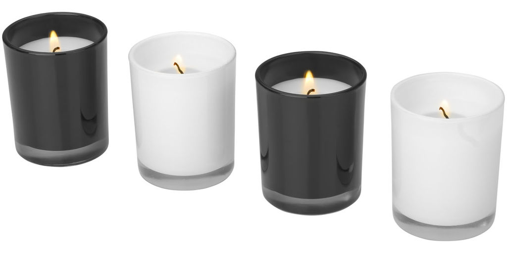 Набір з 4-х свічок HIlls, колір білий, суцільний чорний