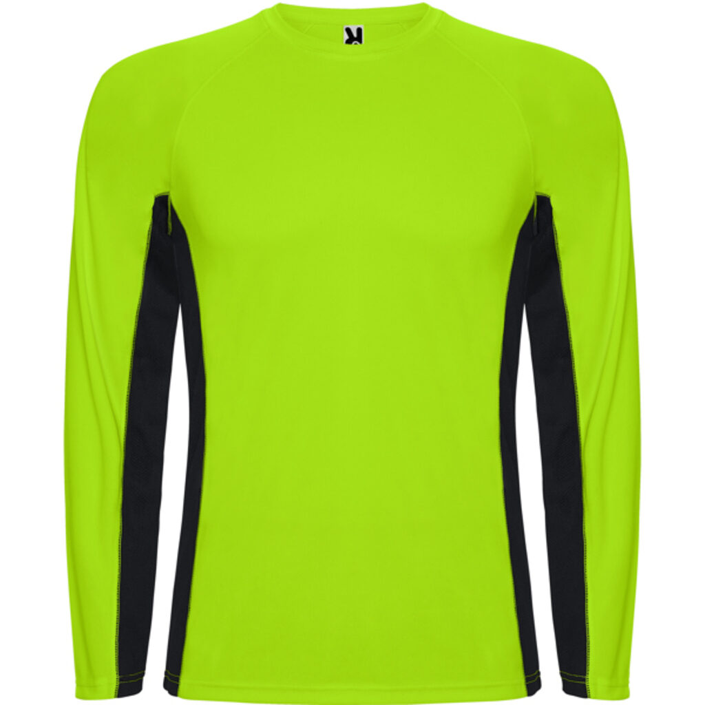 SHANGHAI L/S Спортивная комбинированная футболка с двумя полиэстерными тканями флюорисцентный зеленый, черный  размер M - CA66700222202- Фото №1