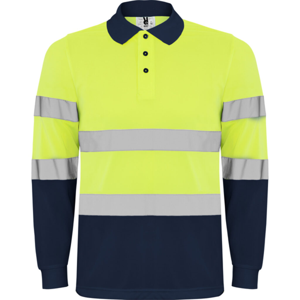POLARIS L/S Футболка-поло спортивная с длинным рукавом высокой видимости светоотражающий, желтый флюорисцентный  размер S - HV93060155221- Фото №1