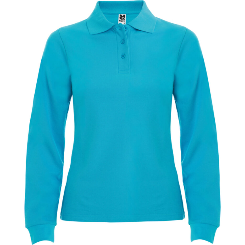 ESTRELLA WOMAN L/S Приталенное поло (slim fit) с длинным рукавом бирюзовый  размер M - PO66360212- Фото №1