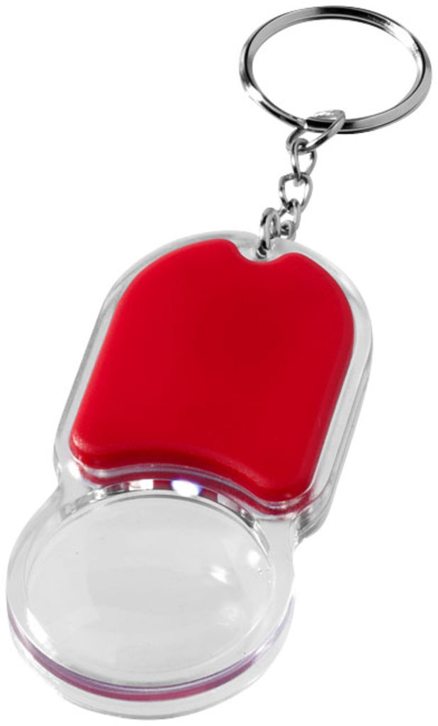 Брелок для ключів Zoomy зі збільшувальним склом і ліхтариком, колір червоний
