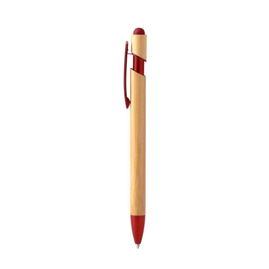 Шариковая ручка с корпусом и кнопкой из бамбука красный - BL1898S160- Фото №1