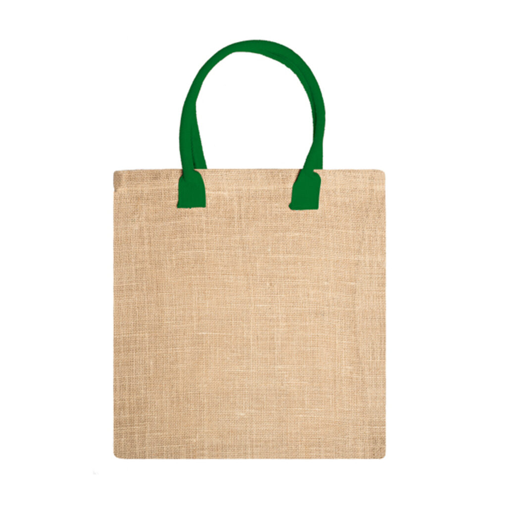 Сумка из натурального джута с усиленными хлопковыми ручками в цвете папаротниковый - BO7149S1226- Фото №1