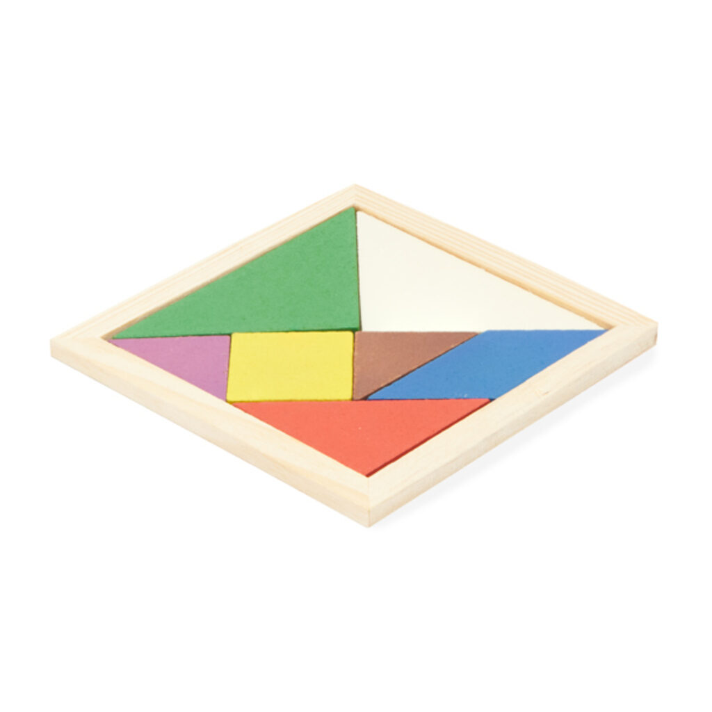 Пазл Tangram з 7-ми дерев'яних кольорових частин бежевий - JU0111S129- Фото №1