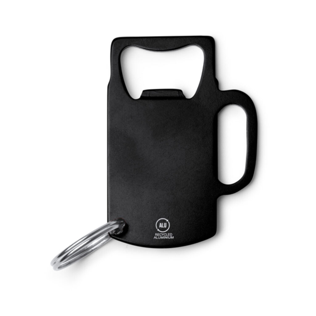 Брелок із переробленого алюмінію у вигляді пивного кухля чорний - KO1878S102- Фото №1