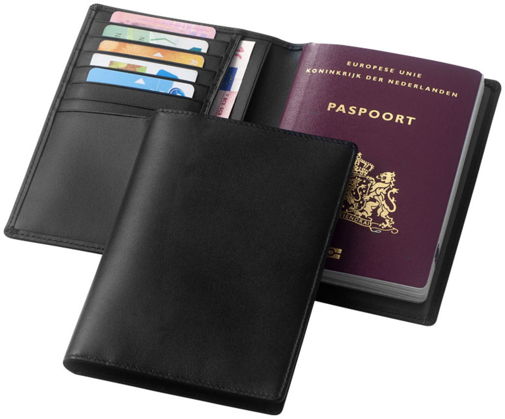 Гаманець для паспорта Harvard, колір суцільний чорний