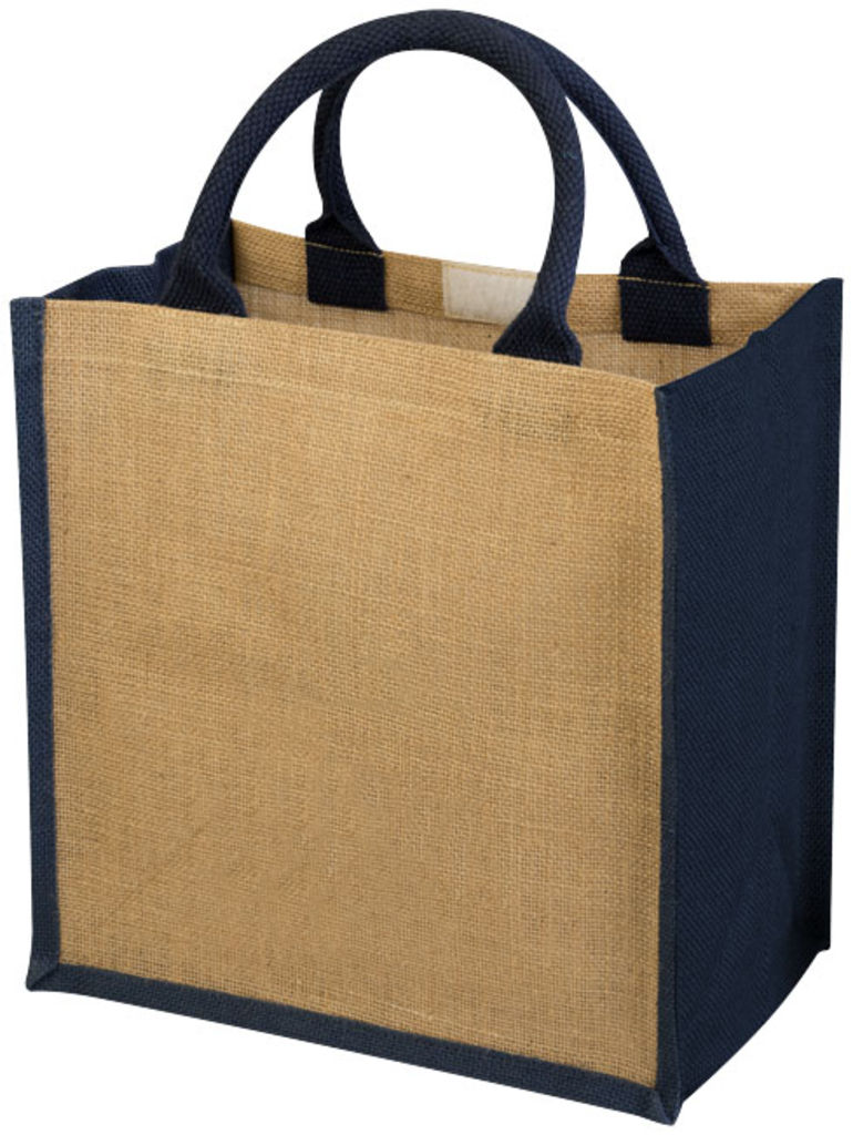 Джутовая подарункова сумка Chennai, колір натуральний, темно-синій