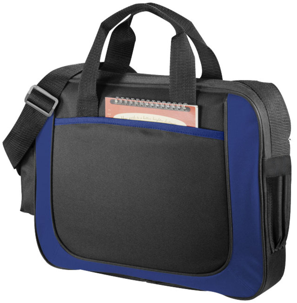 Ділова сумка Dolphin, колір суцільний чорний, яскраво-синій